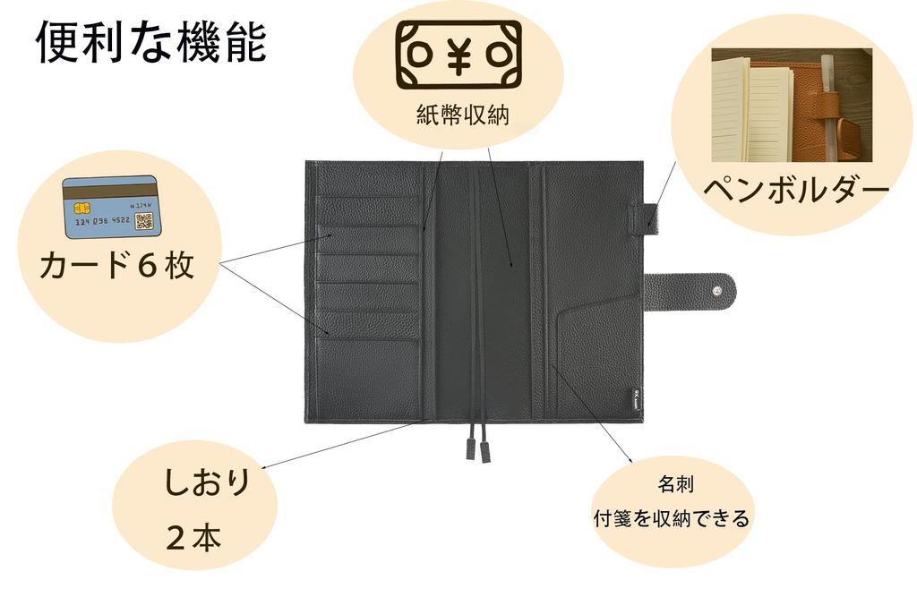 A5 Genuine Leather Notebook Compatible with Hobonichi Premium Planner Cover with Pen Card Bookmark and Snap Business Gift Cover, Cousin, Holder,
