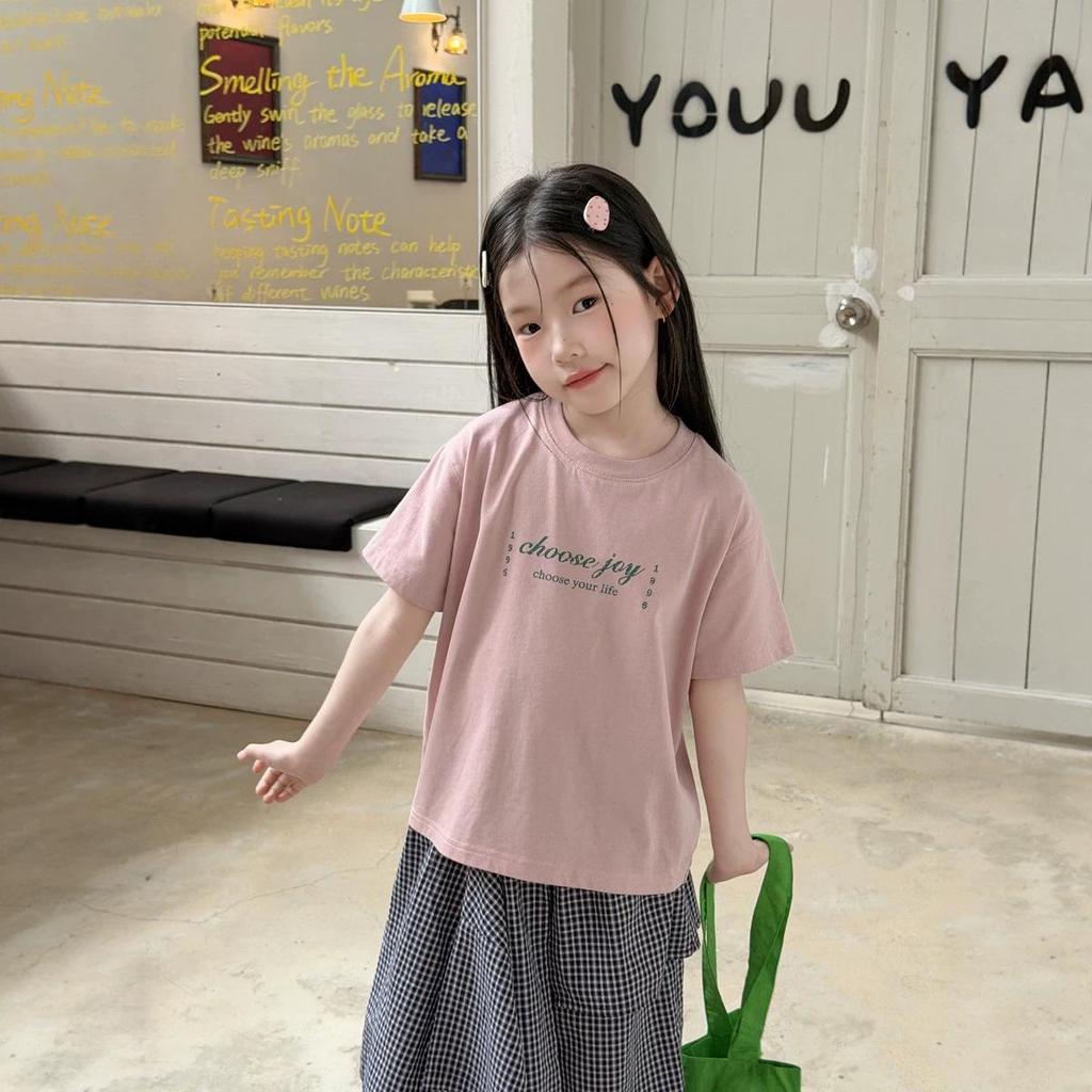 Kids' Summer Short Sleeve T-shirt - Korean Style, Loose Fit, Breathable, Casual Round Neck with Letter Print