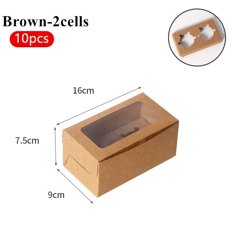 

10 шт. крафт-бумага упаковочная коробка для кексов с окном картонная коробка для торта кексов печенья конфет свадебные вечеринки день рождения сувениры 4 размера