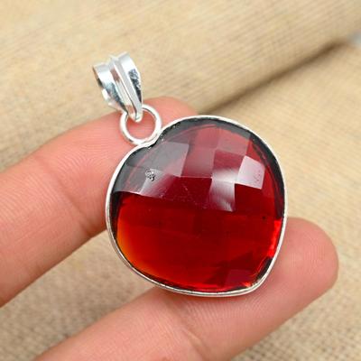 Red Garnet Gemstone Solid 925 Silver Handmade Beautiful Pendant Jewelry For Her
