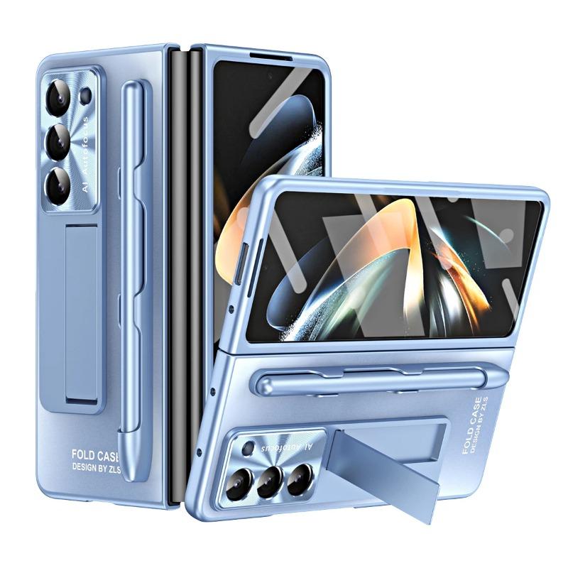 Mattierte Kunststoffhülle Slim Stifthalter Ständer Schutzfolienabdeckung für Samsung Galaxy Fold 6 5 4 3 Ständerhülle mit Halter