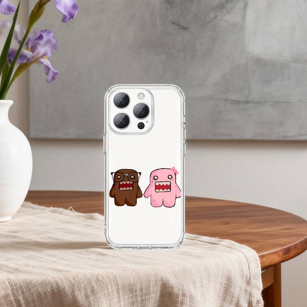Cute D-Domo-kun-N Phone Case For iPhone17p 16 15 14 13 12 11 Mini Pro Max Plus Transparent Cover
