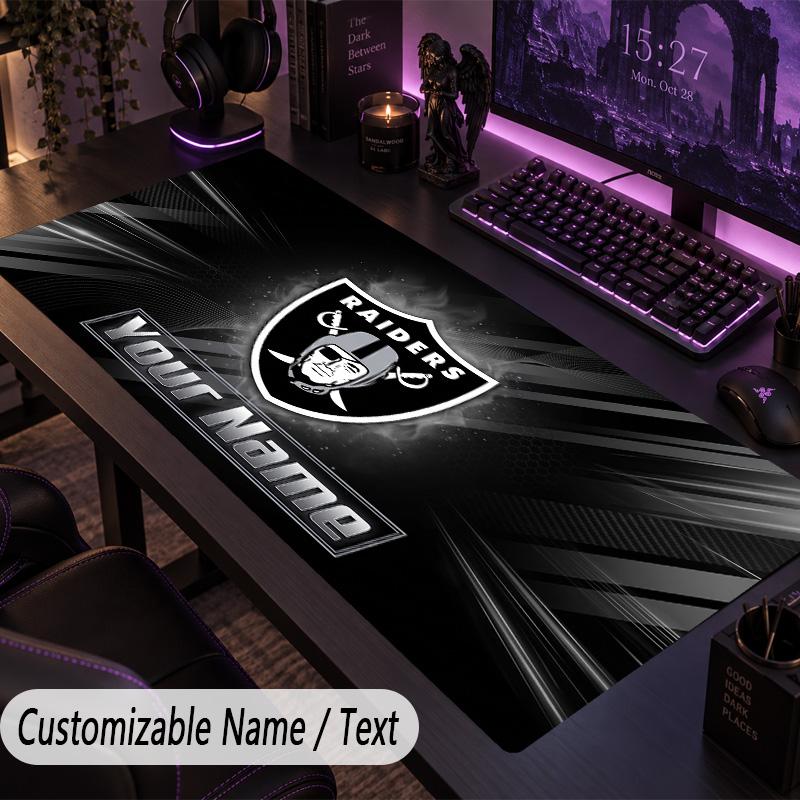 Large Mouse PadLas Vegas Raiders Custom Name Text Personalized Desk Mat Non Slip Gaming Pad