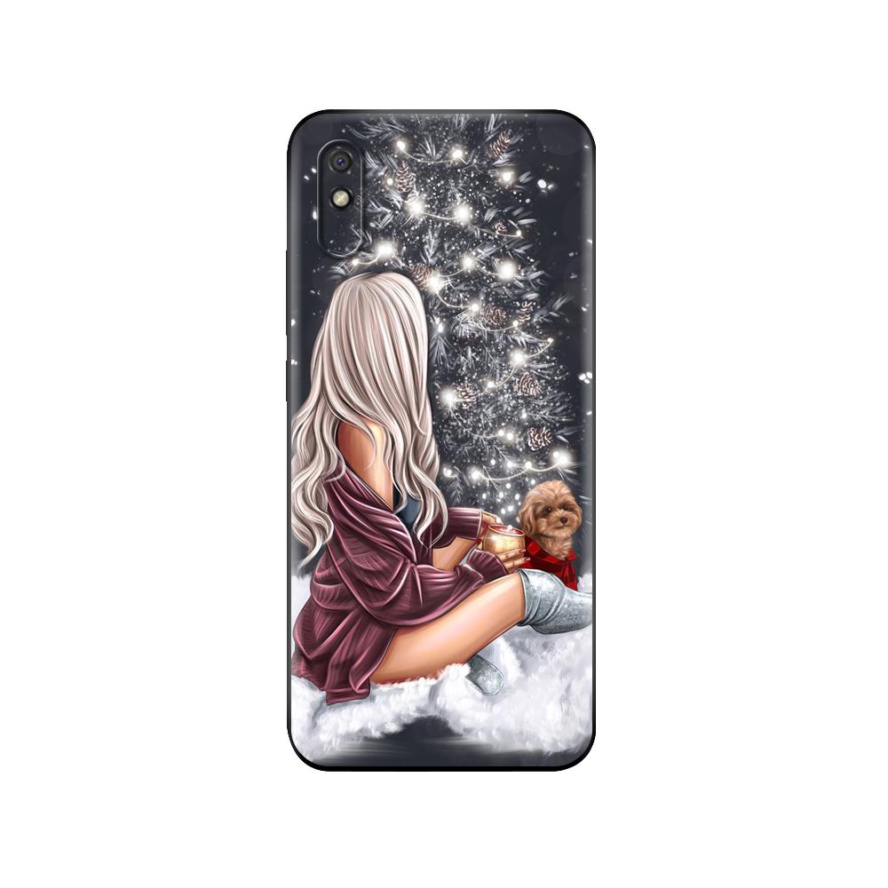 

Чорний tpu Чохол Для Xiaomi Redmi 7A 8 8A 9 9A 9C Чохол Redmi Note 8T 8 Pro T Note 9 9S 9 Pro Чохол Модна Дівчина Веселого Різдва Xiaomi Redmi 7A