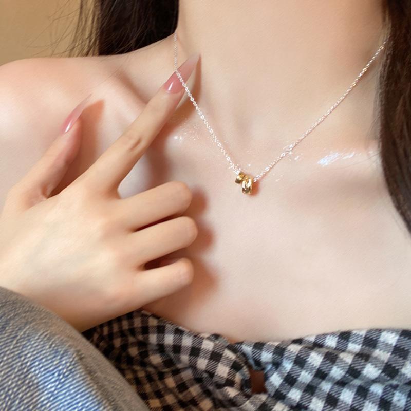 

Simple contrasting color double ring necklace female collarbone chain temperament neck chain with