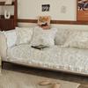 French Retro Cotton Sofa Cushion, Advanced Embroidery, All-Season Non-Slip Seat Cushion Cover, All-Inclusive Universal Cover Cloth Towel Cover