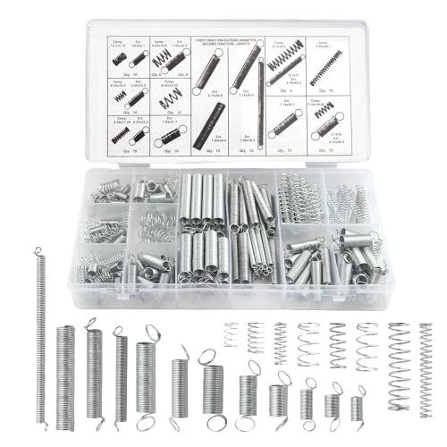 WMYCONGCONG 200-Piece Compression and Extension Spring Set (20 Types) - Zinc-Plated Compression and Extension Springs with Storage Case for Shop and H
