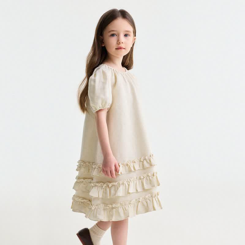 

Yun er Ma Girls 2026 New Shimmer Puff Sleeve Princess Dress 130