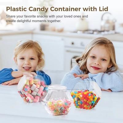 Hexagonal Candy Cookie Jar Plastic with Lid Packaging Jars Clear High-capacity Food Storage Container Countertop Organizer