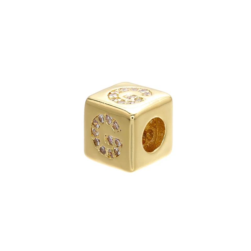 Gold-colored 8x8mm Square A-Z Letter Beads for DIY Handmade Bracelets, Earrings, and Jewelry Accessories Model:VZ246B