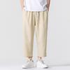 Chinese Style Summer New Large Size Hong Kong Style Loose Men's Pants Straight Nine-point Pants Trendy Casual Pants