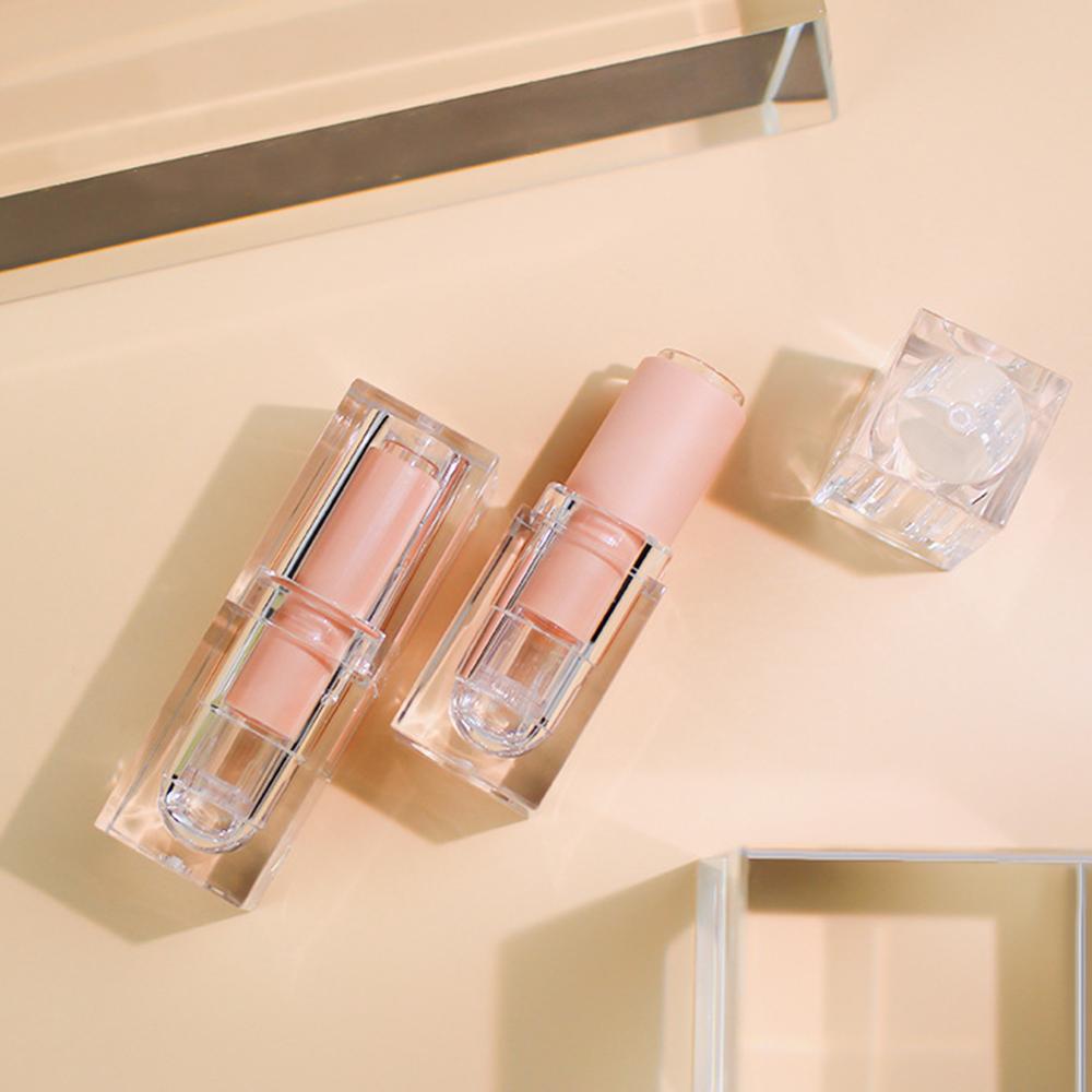 12.1mm INS Transparent Matte Crystal Acrylic Square Lipstick Tube Empty Lipstick Bottles Refillable Containers Lip Balm Tube