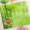 Set of Toughened Glass Kitchen Cutting Boards with Bamboo Pattern 2X30X52 Cm