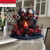 2D Flat Gothic Skull & Rose Acrylic Desktop Decoration, Black & Red Skulls, Red Roses, Candle, Suitable for Wall Decoration, Porch, Room, Villa, Accen