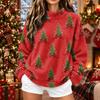 Sudadera de franela informal para mujer con estampado navideño, manga larga y cuello alto, para las fiestas