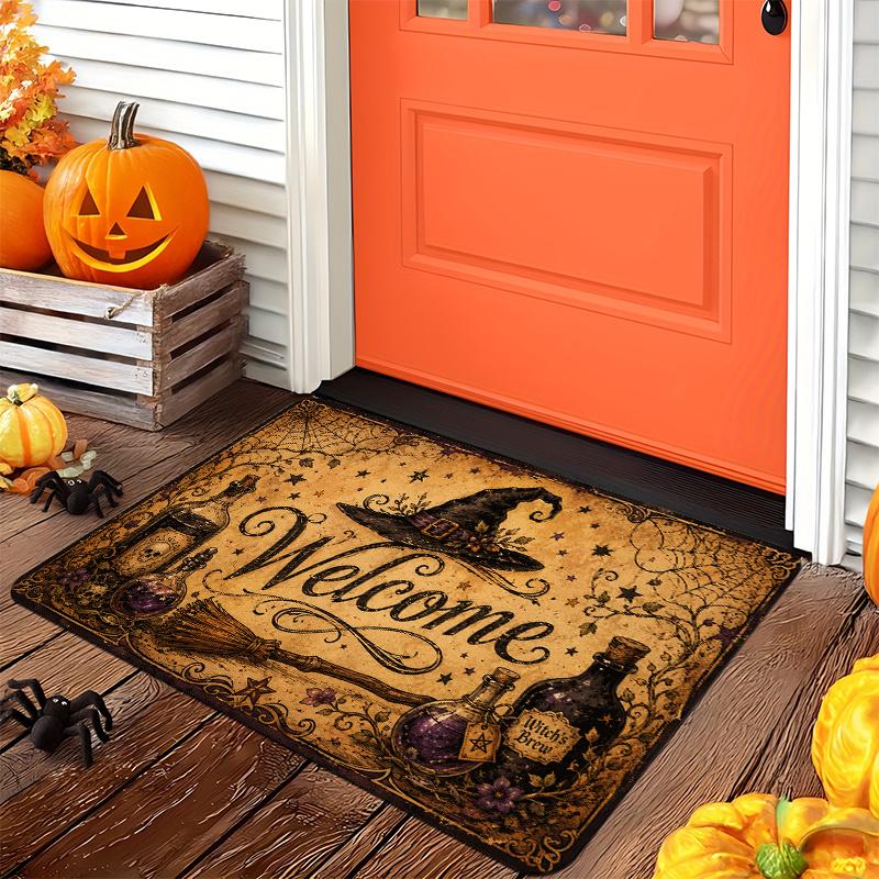 Süße Boo Halloween Fußmatte Schwarze Katze Geist Hexenhut Spinnennetz Fledermaus Kürbis Druck Eingangsbereich Willkommensdekor Teppich