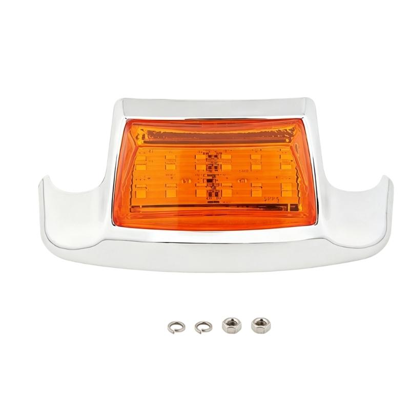 Motorcycle Rear Marker Lamp, Orange LED Lens with Curved Polished ABS Casing, Complete with Installation Hardware for Rear‑Light Upgrade
