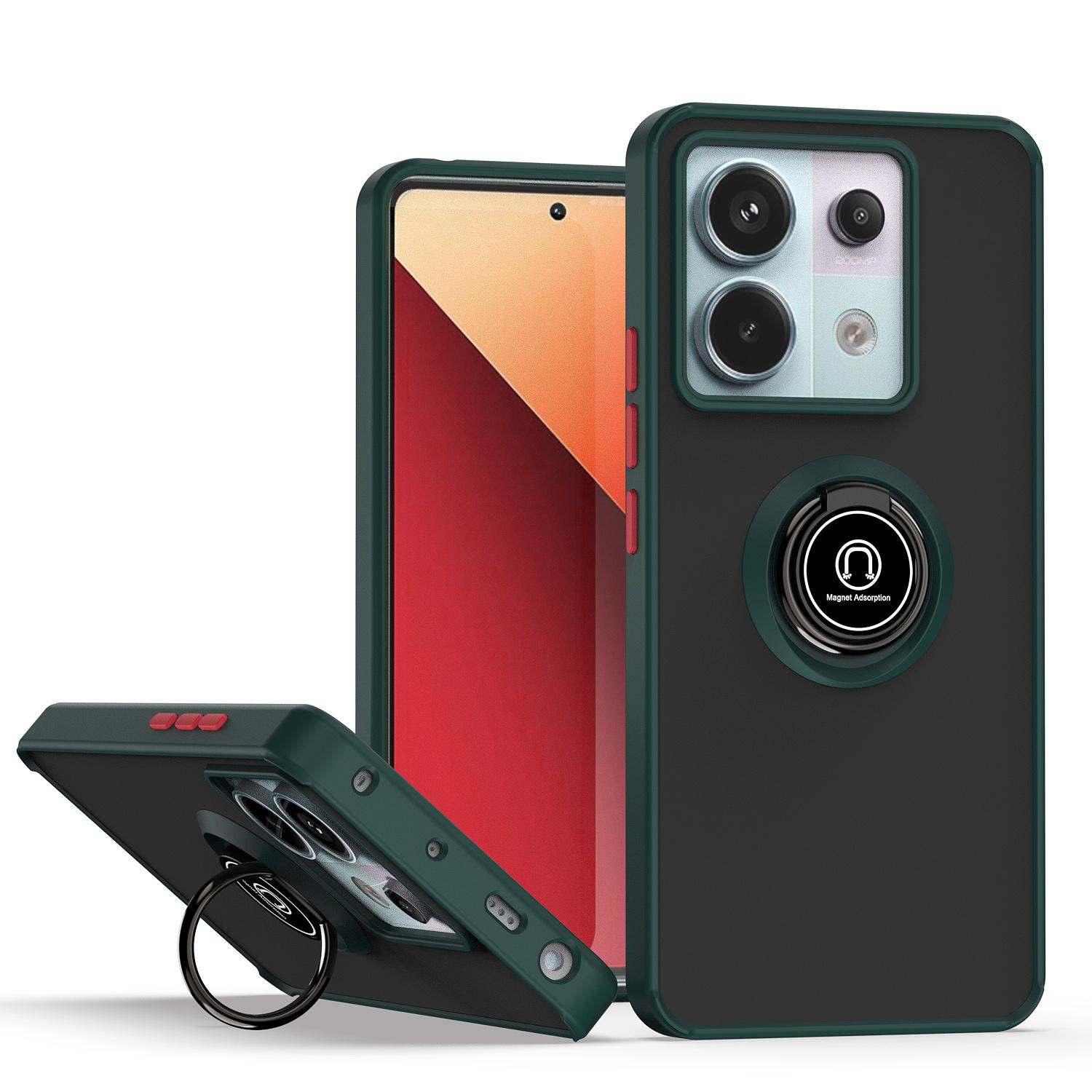 

Чехол для телефона Xiaomi Redmi Note 13 Pro 5G 4G A3 автомобильный магнитный чехол против падения с кронштейном матовый силиконовый защитный чехол Redmi Note 13 5G темно-зеленого