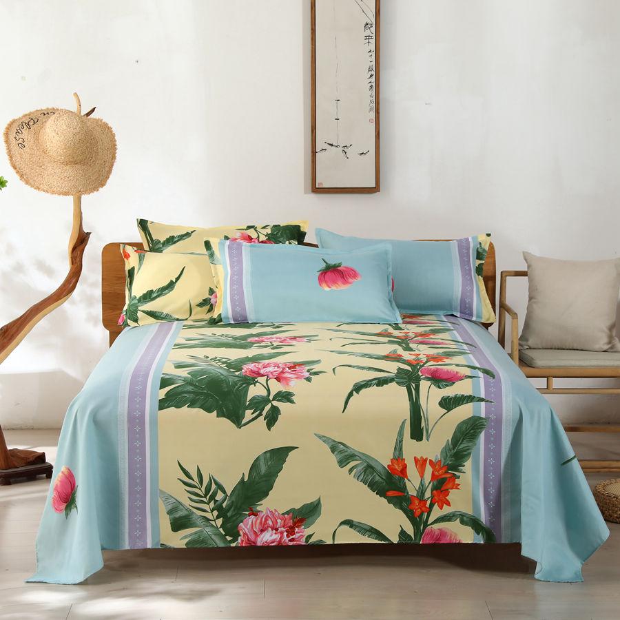 Simple Printed Simple Bed Sheet Single Piece Dormitory Pure Polyester Washed Cotton Single Double Bed Sheet