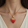 Strawberry Pendant Necklace Simple Necklace Titanium Steel Texture Date Jewelry for Music Festivals and Fashion Shows
