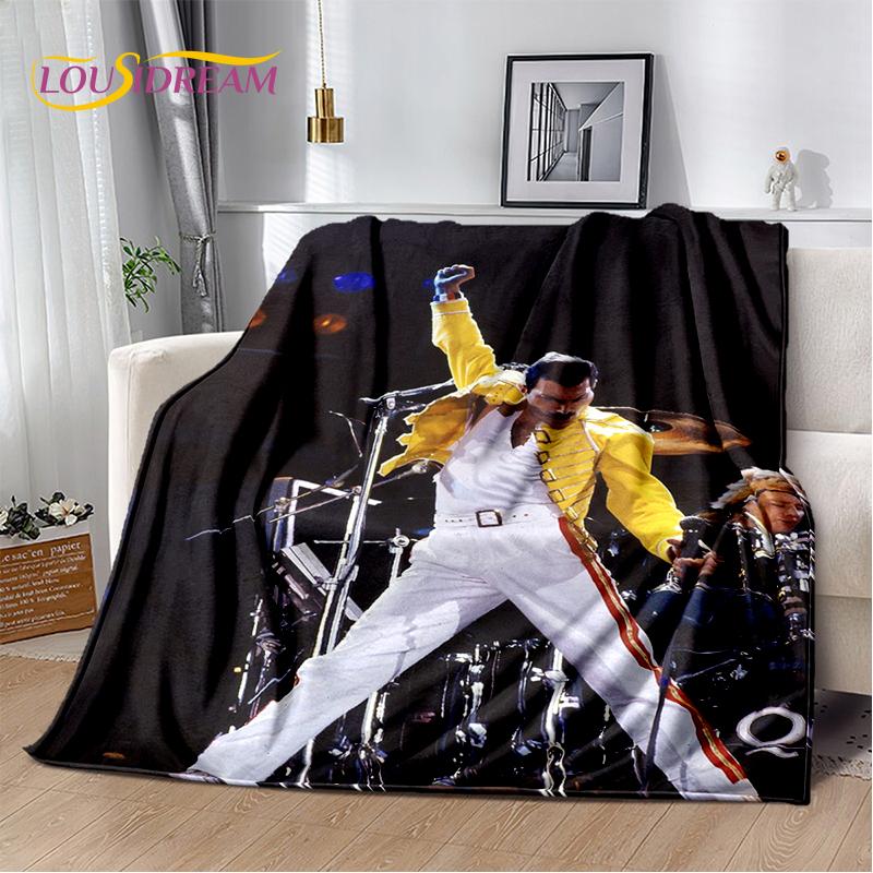 2025 Classics Queen-Rock-Band Freddie Blanket,Soft Throw Blanket for Home Bedroom Bed Sofa Picnic Travel Office Cover Gifts Kids