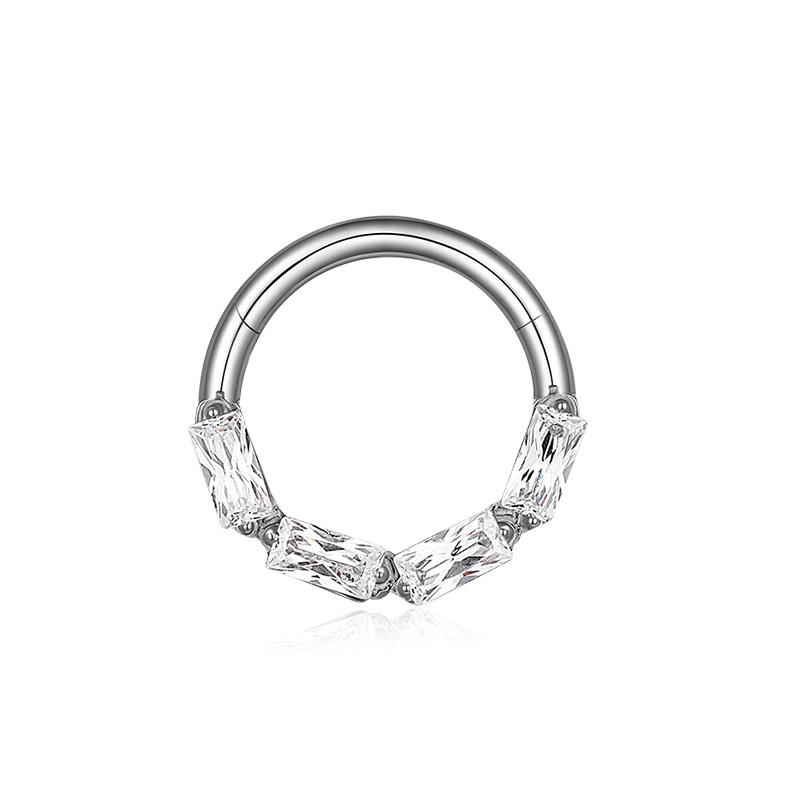 ASTM F136 Titanium with CZ Hinged Nose Ring 16G Septum Clicker Piercing Septum Daith Helix Tragus Earrings New Body Jewelry