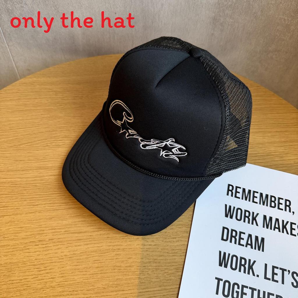 Embroidered Letter Mesh Baseball Cap For Men Women Sunshield Street Style чёрный
