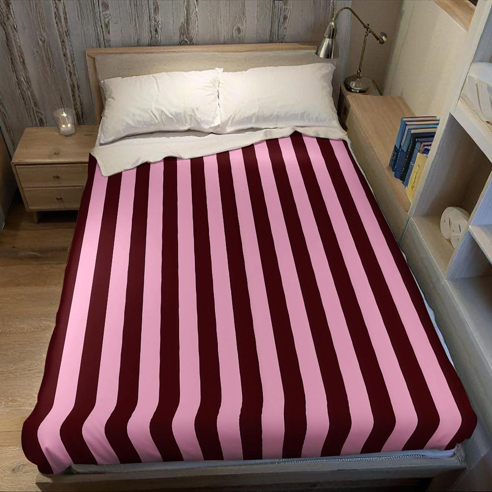 Coperta in Flanella a Righe Verticali Rosa e Borgogna Calda Morbida Halloween Natale Divano Caldo Accogliente Decorazione Decorativa Per Tutte le Stagioni