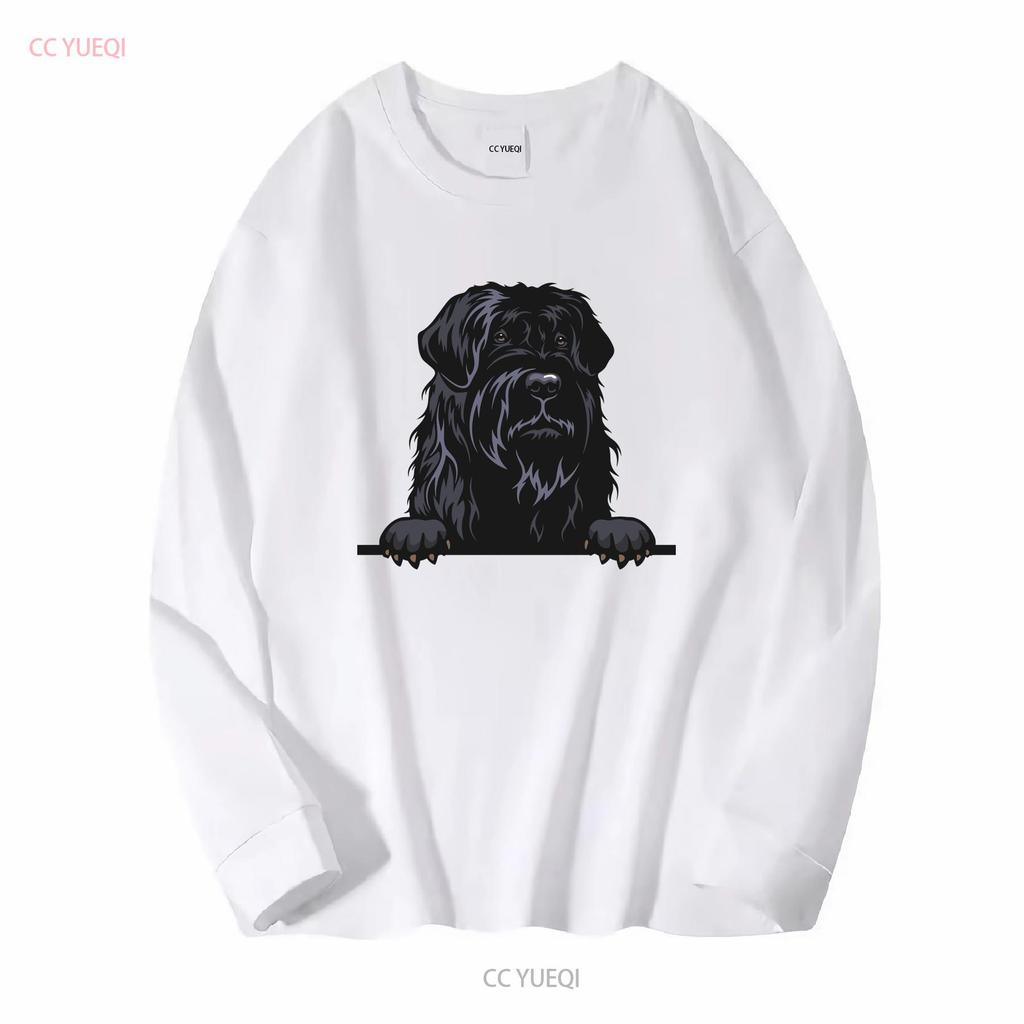 Black Russian Terrier Dog Breed Popping Up Cute Infant Toddler T Shirt Long Sleeves Vintage Washed Unisex Soft Designer Clothes