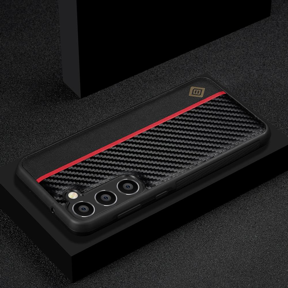 For Samsung Galaxy S25 S24 S23 S22 S21 S20 Ultra S10 Plus FE 5G Case PU Leather Carbon Fiber Style Shockproof Back Cove