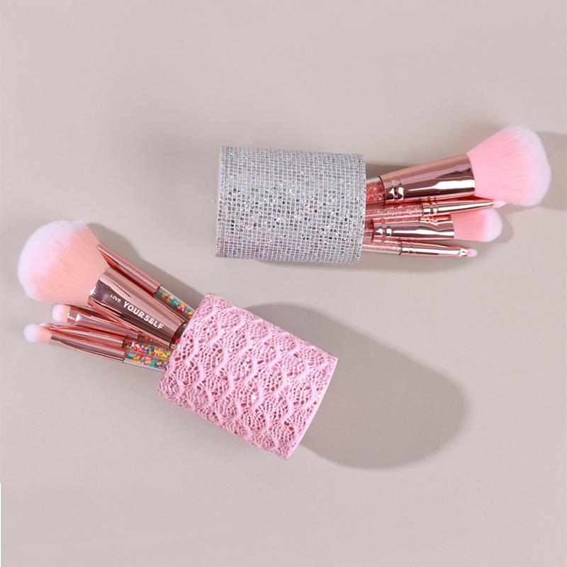 Sparkling Sequins Makeup Brush Storage Bucket Desktop Makeup Tools Storage Cosmetic Brushes Cylinder Container Home Storage Box