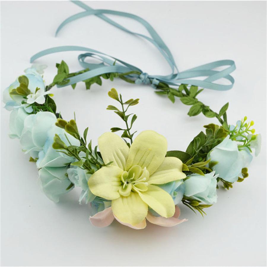 New Fashion Sweet Princess Flower Hair Wreath Floral Hairbands Beach Headband Party Boho Headbands Bridal Bridesmaid Headdress