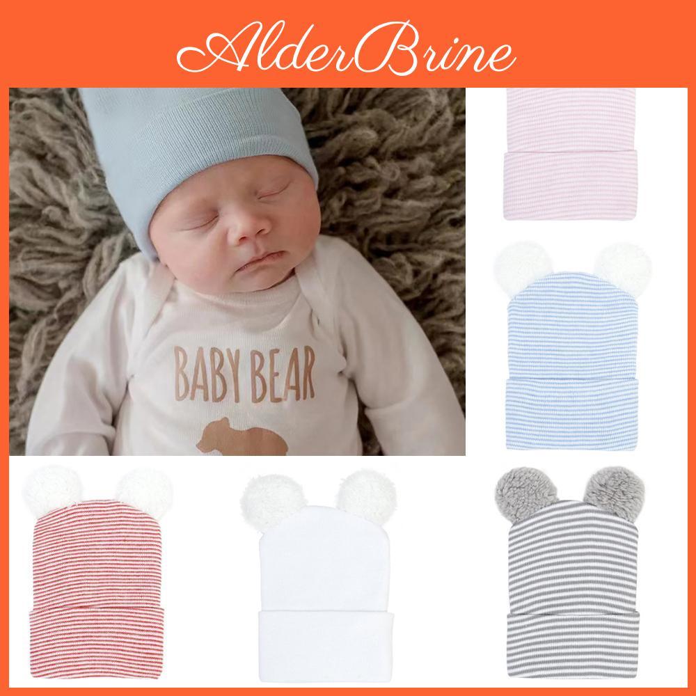 Hat Newborn Beanie Ears With Striped Baby Cap New Born Gift Infant Bonnet Toddler Hats For Girls Boys Accessories