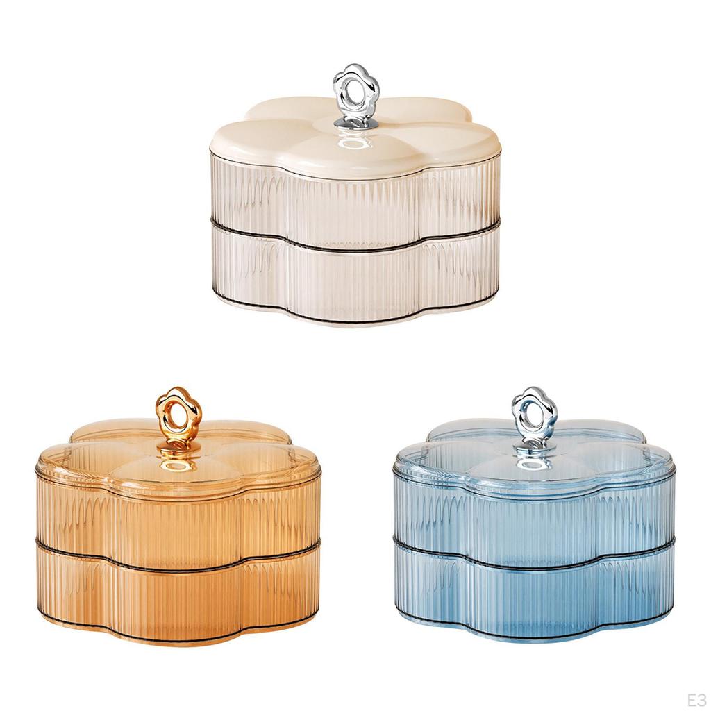 2 Layer Jewelry Box Earrings Holder Appetizers Tray Snack Platter Serving for Year Spring