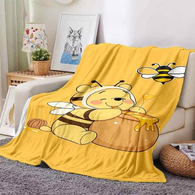 1pc Bee Honey Blanket Lightweight Flannel Throw for Sofa Bed Travel Camping Livingroom Office Couch Chair