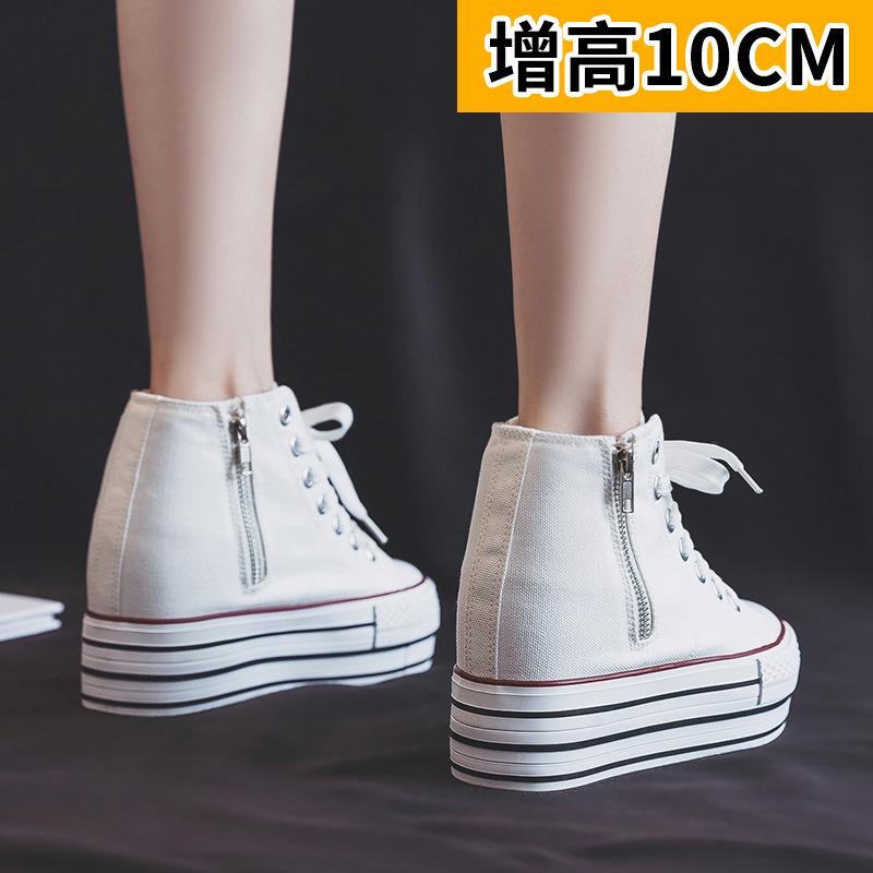 10cm Height Increasing Women Shoes Classic Breathable Canvas Shoe Fashion Thick Sole Sneakers for Women Platform Vulcanize Shoes