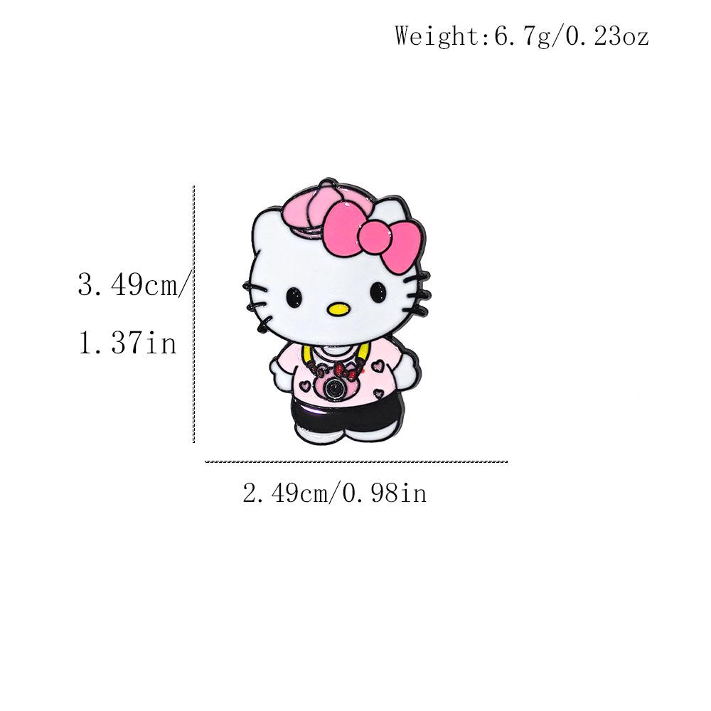 Cute KT Cat Brooch: Cartoon Metal Badge & Alloy Pin with Drip Glaze