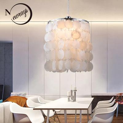 DIY Modern White Natural Seashell Pendant Lamps E14 LED Shell Lighting for Dining Room Living Room Kitchen Bedroom Home Fixture
