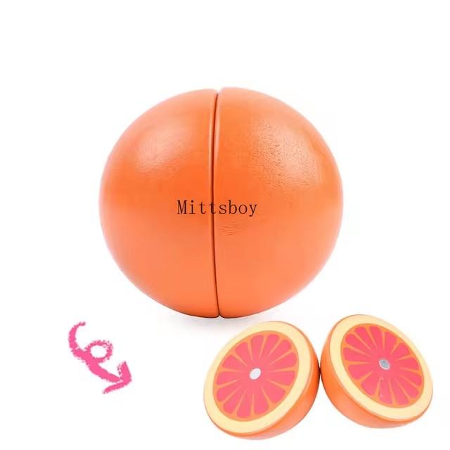 Simulation Magnetic Montessori Fruit Sesele House Lemon Grape Apple Durian Seasoning Baking Toy Wooden Educational Toys For Gift