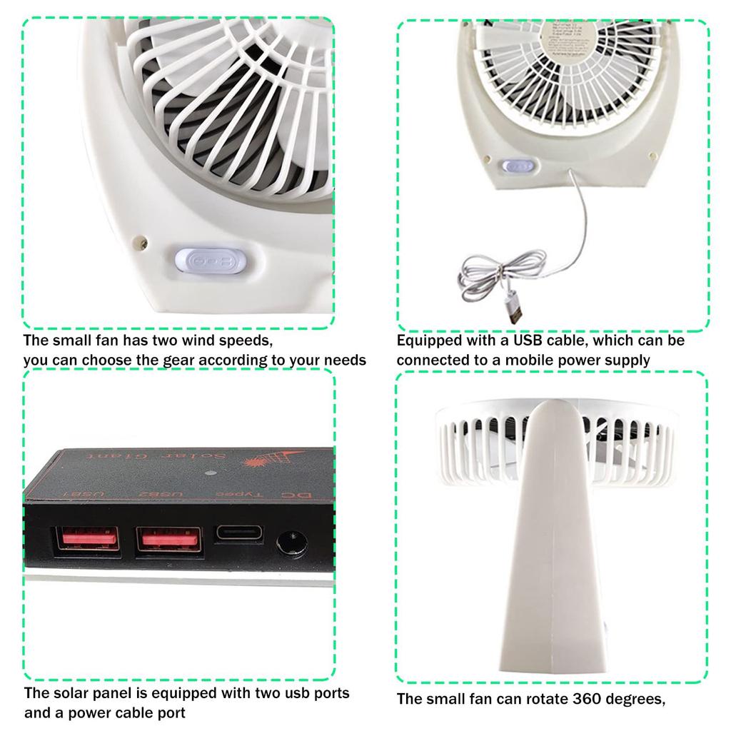 New Portable Solar Panel Multipurpose Solar Powered Fan Outdoor 6W Solar Charger