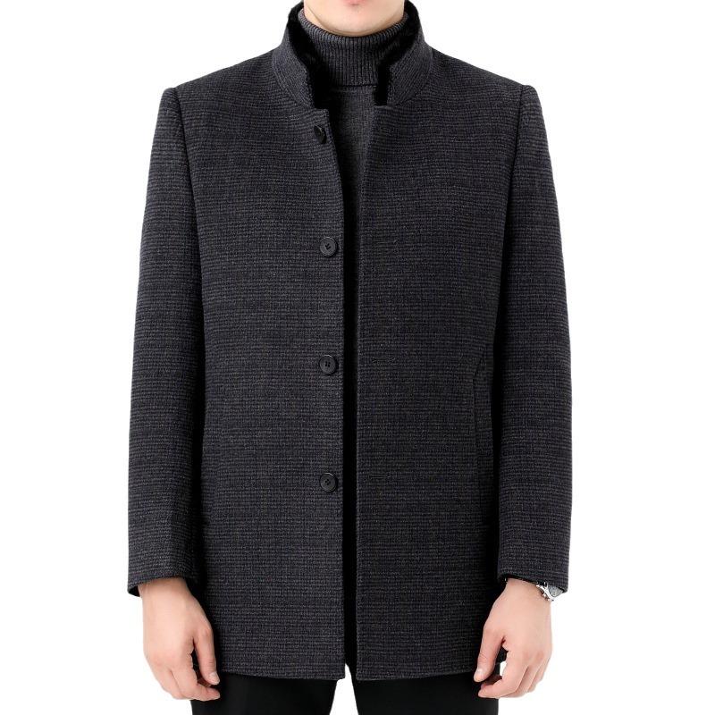 Winter Double-sided Cashmere Coat for Men, Mink Collar, Down Gallbladder Stand-up Collar, Thickened Removable High-end Woolen Woolen Coat