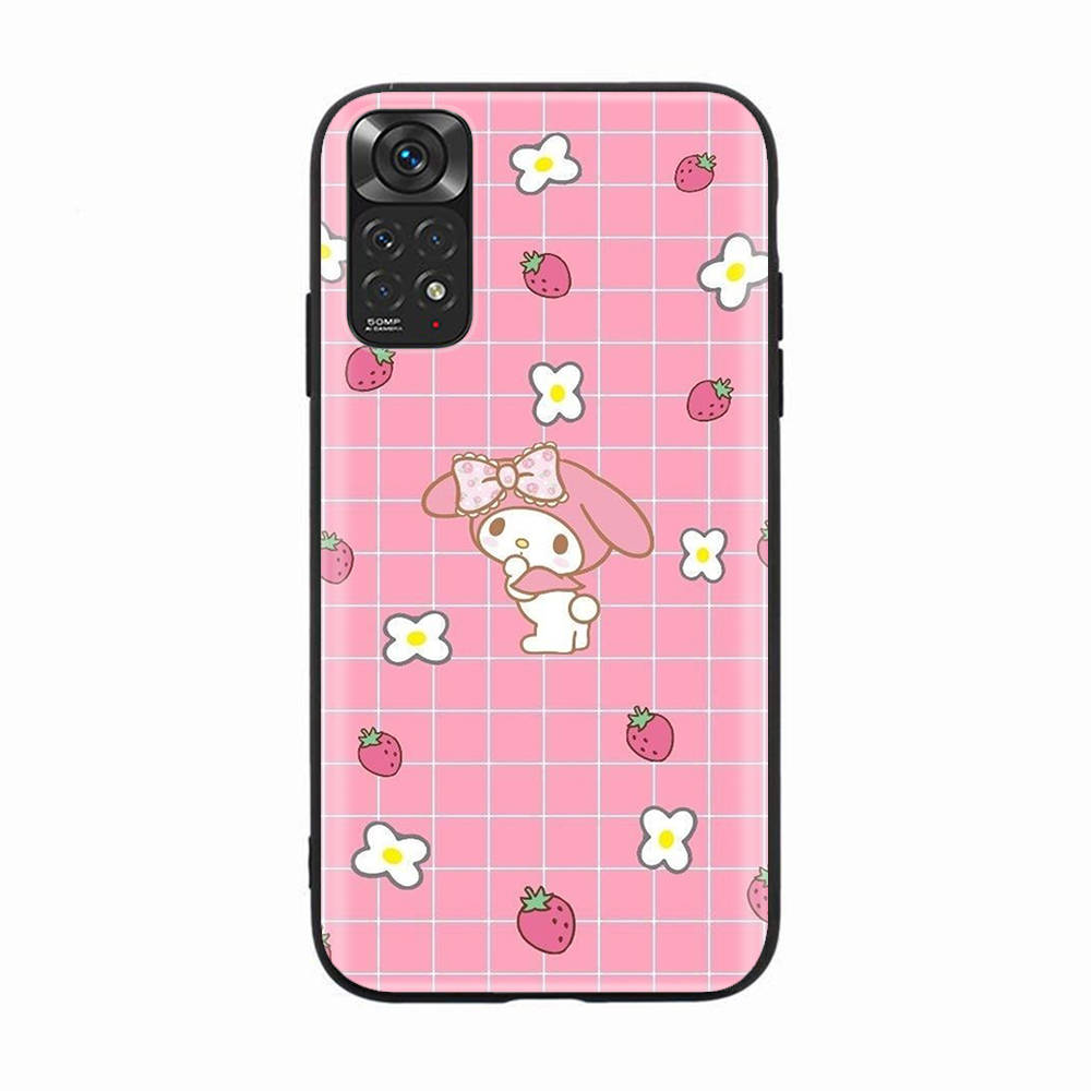 H-10 My Melody Black Sofe Case for iPhone 16 15 Plus 14 13 Mini 12 11 Pro 8 6 6S SE 5 XR XS Max Realme C30 C33 C32 9I VIVO V29 V27 V23 Y36