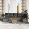 8 Piece Grey Poly Rattan Garden Sofa Set with Cushions and Storage