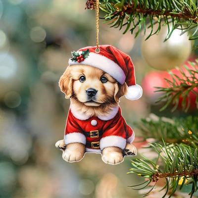 Cartoon Dog Christmas Ornaments Xmas Tree Pendant Cute Puppy Hanging Christmas Decorations Home Car Decor Gifts Navidad Noel