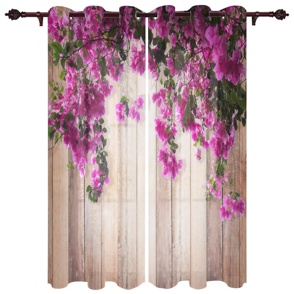 Rote Blumen Dielen Blätter Pflanze Vorhänge für Schlafzimmer Wohnzimmer Vorhänge Küche Kinderzimmer Fenstervorhang Moderne Heimdekoration