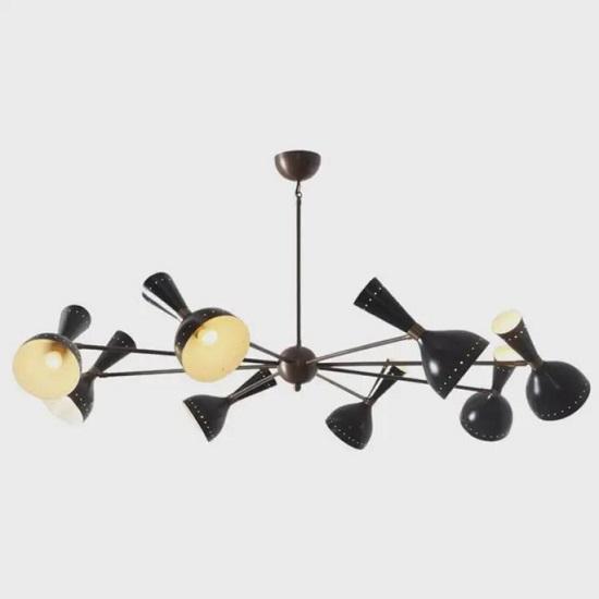 1950s Mid Century Stilnovo Style Chandelier Customizable 8 Arm 16 Lights Mid Century Modern Pendant italian Sputnik brass Light Fixture