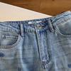 Jeans Rectos de Cintura Alta Bordados con Rosas para Mujer
