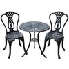 3 Piece Patio Cast Aluminium Bistro Set Garden Outdoor Furniture Table and Chairs Shabby Chic Style