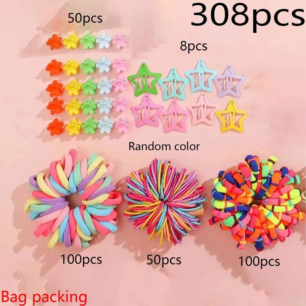 308/1200Pcs Girls Colorful Hair Bands Set Nylon Elastic Rubber Band Children Ponytail Holder Scrunchies Kids Hair Accessories