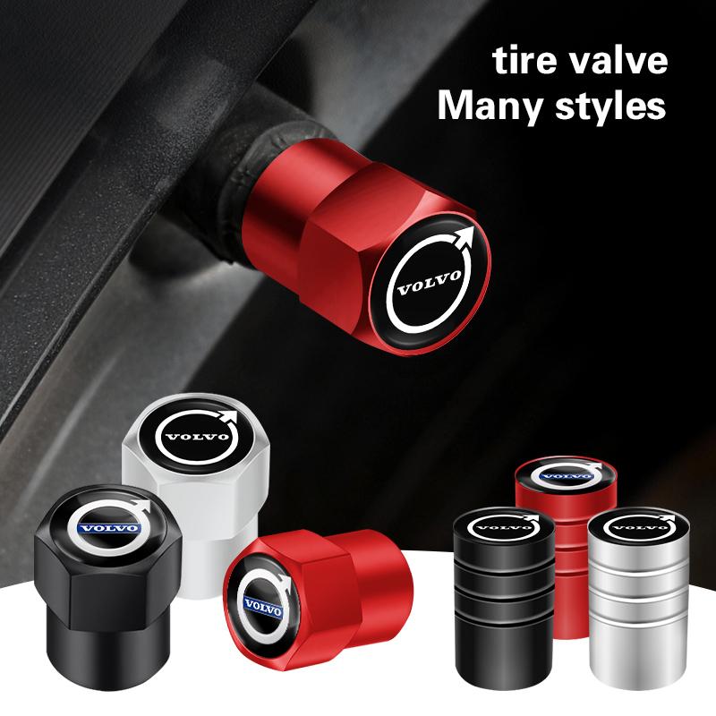 4Pcs Car Tires Wheel Valve Cap Cover Wheel Hub Center Sticker For Volvo XC90 V90 V60 XC60 V40 S80 S60 S90 C40 XC40 V70 XC70 C30